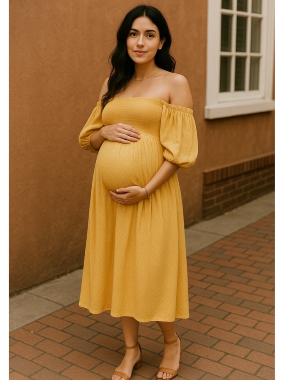Hatch Elia Maternity Midi Dress - Mustard Yellow